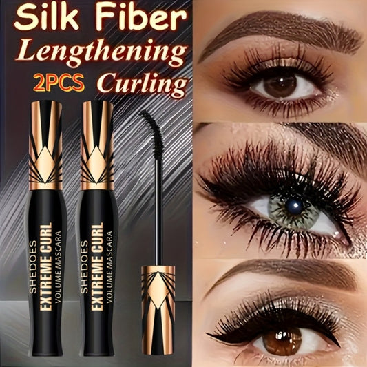 [Waterproof Mascara Set] 2pcs/Set Crown Waterproof Mascara Lengthening and Volumizing Thick Curly Natural Extension Long-Lasting Hold