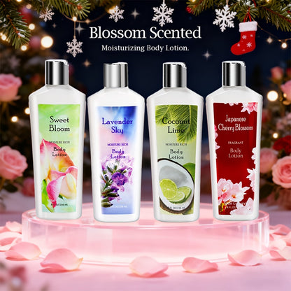 Body Lotion Moisturizing | 4 Floral Fragrances — Lavender, Sweet Bloom & Coconut Lime with Vitamin C & Glycerin for Smooth, Radiant Skin, All Skin Types, 2-Pack Gift Set