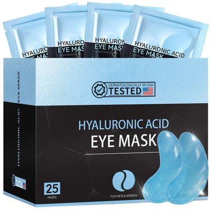 Hyaluronic Acid Eye Mask 25pcs - Under Eye Patches with Collagen & Glycerin for Dark Circles, Puffiness & Deep Hydration, Korean Skincare for All Skin Types