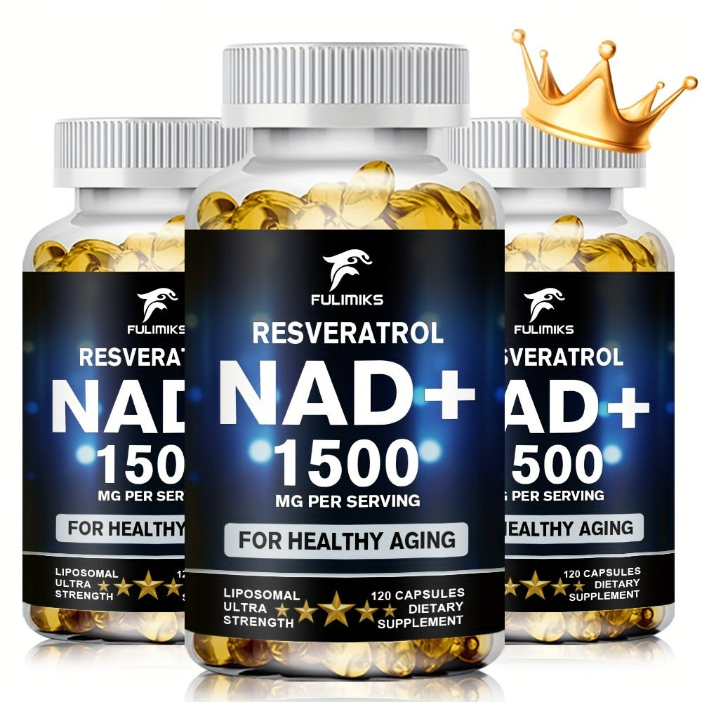 NAD+ Resveratrol Supplement, Supports Brain Health, Skin Support, for Man And Women - 120 Capsules