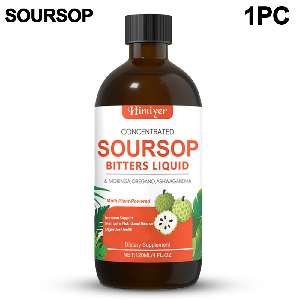 1/3pcs Soursop Bitters Liquid - Herbal Supplement, Gut Health Support - Contains Moringa, Oregano, And Ashwagandha, Suitable for Those with Sensitive Stomachs. Multi-Plant, Sugar-Free, Vegan Formula for Enhanced Vitality
