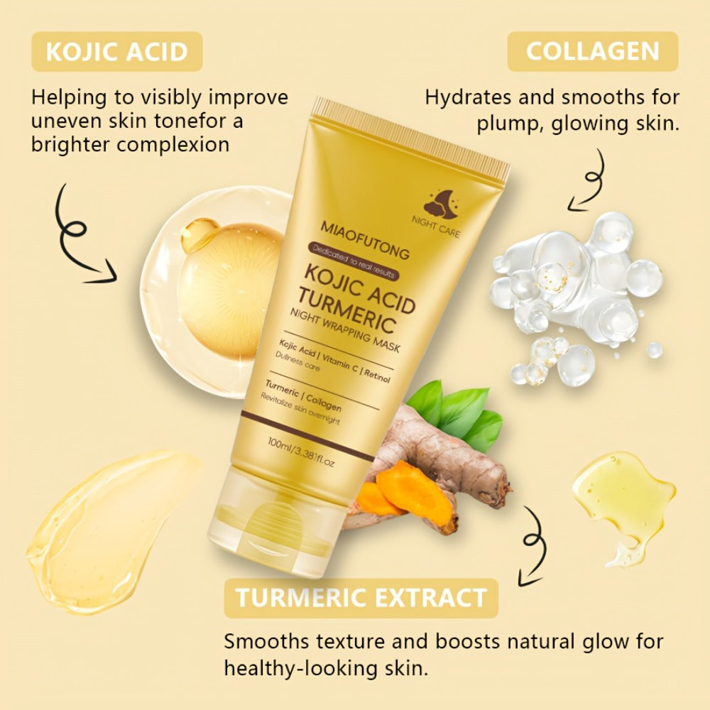 1 Box Of Golden Kojic Acid Turmeric VC Peeling Facial Mask - Oil Control, Deep Cleaning Of Sensitive Skin, Alcohol Free, Glycerin, Suitable for Daily Use And Holiday Gifts, Holiday Gift Facial Mask | Fashion Packaging | Moisturizing Facial Mask
