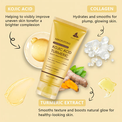 Turmeric Kojic Acid Face Mask with Vitamin C - Deep Cleansing Peeling Mask Oil Control Brightening Moisturizing for Sensitive Skin Alcohol Free