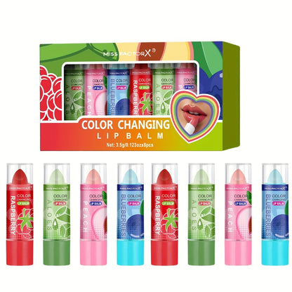 Color Changing Lipstick Set 8 Pcs by Miss Factorx – 12-Hour Long-Lasting, Moisturizing & Anti-Transfer Formula, Charming Mood-Reactive Shades, Perfect Holiday & Birthday Gift