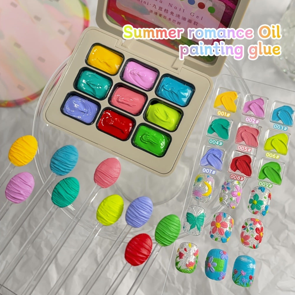 UV Gel Nail Polish Set 9 Colors | Dopamine Summer High-Saturation Gradient Nail Gel | Semi Permanent Soak Off Nail Art Kit for Salon & DIY Manicure | Gift for Women