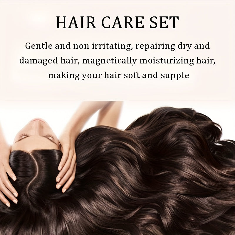 A Set Of Keratin Hair Care Kit Containing Moroccan Nut Oil, Deep Moisturizing, Repairing Split Ends, Making Your Hair Softer. It Includes Conditioner, Essential Oil, And Hair Mask, Suitable for Daily Hair Care Use, And Is The Best Gift, Travel Size