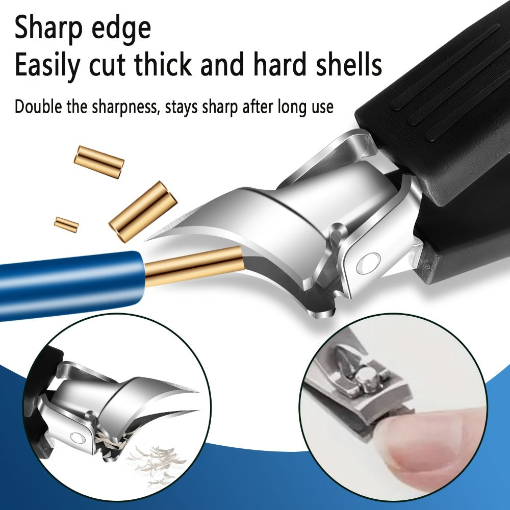 [Nail Care Set] 7pcs Nail Care Set, Suitable For Ingrown Toenails And Thick Toenails - Equipped With Nail File, Cuticle Nipper And Dead Skin Tool - Toenail Clippers With Angled Head & Curved Blades - Classic Black Handle For Men, Women & Elderly, Personal