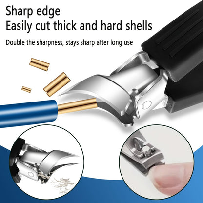 Toenail Clipper Set 7 Piece — Professional Nail Care Kit for Ingrown & Thick Toenails, Angled Head Curved Blade Clippers, Nail File, Cuticle Nipper & Dead Skin Tool | Men Women Elderly