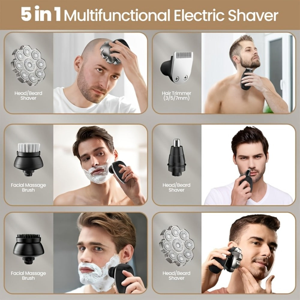 Men's Electric Shaver 7D/9D Rotary — LED Display, Wet & Dry, USB-C Fast Charging, Titanium Blades, Head Shaver & Bald Barber Gift for Men