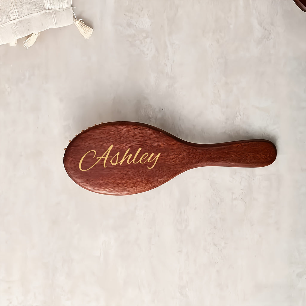 1pc Personalized Engraved Wooden Hair Brush | Custom Name Comb Crimson Handmade Bridesmaid & Wedding Party Gift Suitable for Women 15+ | Mother's Day Gift | Teacher's Day Gift