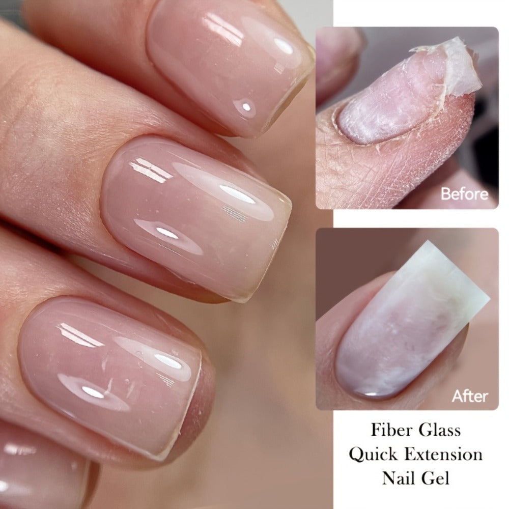 Fiberglass Construction Gel Nail Polish 3pcs - Clear Fiber Glass Gel for Nail Extension & Broken Nail Repair, UV LED Soak-Off Builder Gel Varnish