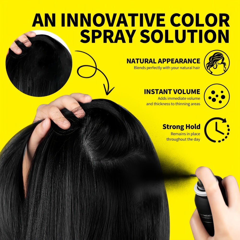Root Cover Up Spray 80ml | Instant Gray Hair Concealer with Plant-Based Fibers | Transfer-Resistant No-Mark Formula | Thicker Fuller Hair | Black & Dark Brown