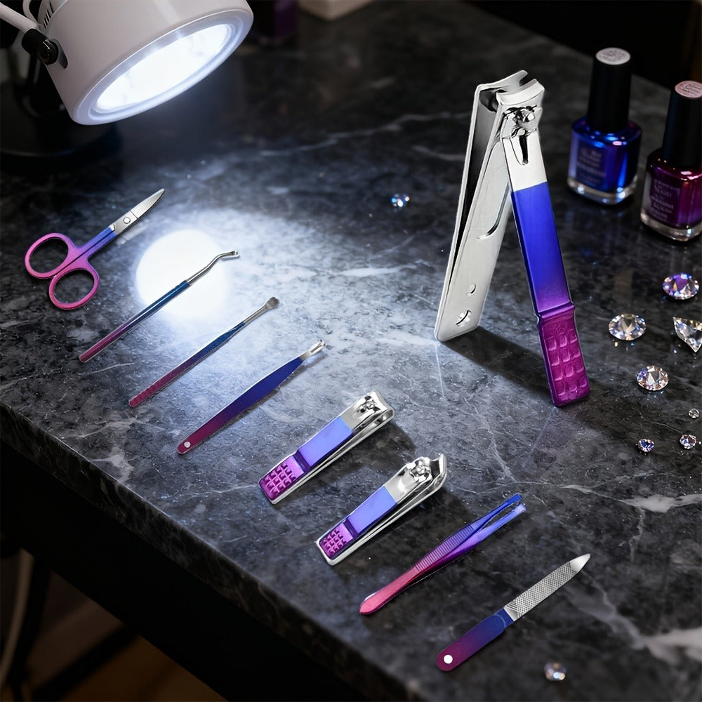 9/18/30/60pcs Manicure Set | Gradient Purple-Blue, Black, Pink, Dark Green Options | Professional Nail Clipper & Pedicure Kit | Portable Travel Grooming Tools For Cuticle Trimming & Nail Care | Ideal Valentine'S Day & Spring Festival Gift For Her