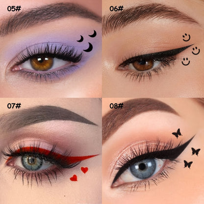 Eyeliner Stamp Pen Double-Ended 8 Styles - Quick Dry Waterproof Liquid Eyeliner in Red & Black, Lazy Wing Liner for Precise Effortless Eye Makeup