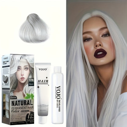 Hair Dye Kit Permanent Hair Color Cream with Developer & Applicator Tools - 12 Vibrant Shades Bleach Blonde Ash Grey Blue Brown Purple Pink Red Golden Black Long-Lasting At-Home Coloring Set