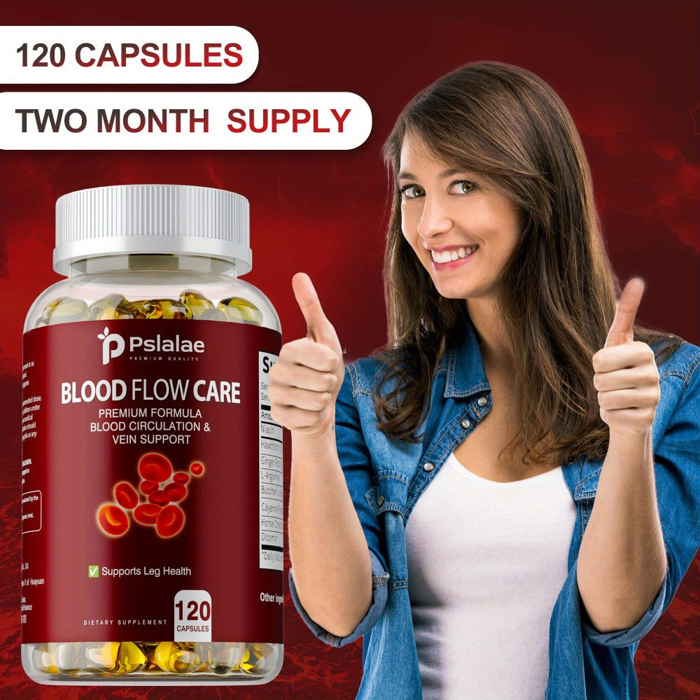 Blood Flow Care - Niacin, Hawthorn, Ginger Root, Support Leg Health, Supports Heart Health - 120pcs