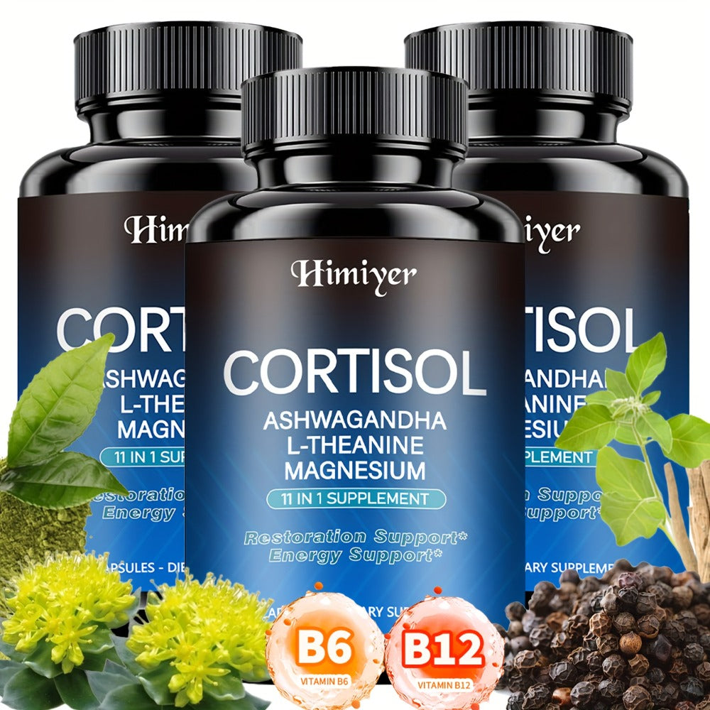 (1/3 Packs) Stress Management Capsules - All-round Relaxation And Balance Supplement Capsules - Balance Cortisol And, Peaceful Sleep And Emotional Improvement, Containing Rhodioda, Ashwagandhal, Theanine And Magnesium.
