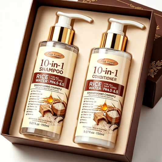 2pcs Set [For Thicker-Looking Hair] 15-Day Fermented Rice Water Shampoo And Conditioner. 10-In-1 Multi-Effect Hair Care: Volumizing, Anti-Frizz, Heat Protection. Deep Cleansing And Repairs Damaged Hair. Long-Lasting Fragrance. Best Gift Choice