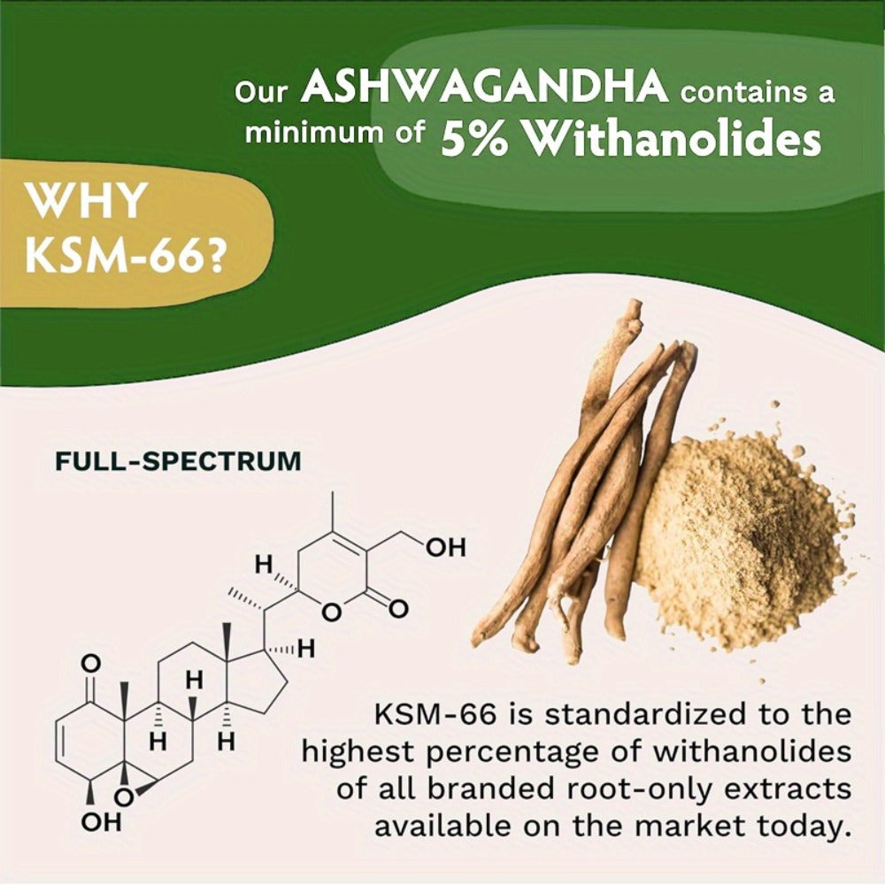 KSM-66 Ashwagandha Extra Strength, Stress & Mood Support, 1200mg Per Serving, 120 Capsules
