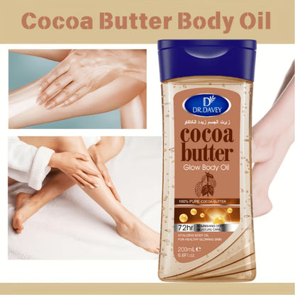Cocoa Butter Body Oil 2pcs - Pure Cocoa Radiant Glow Body Gel Oil, Refreshing Non-Greasy Moisturizing Skin Care for Women, Dry Skin Hydration All Seasons