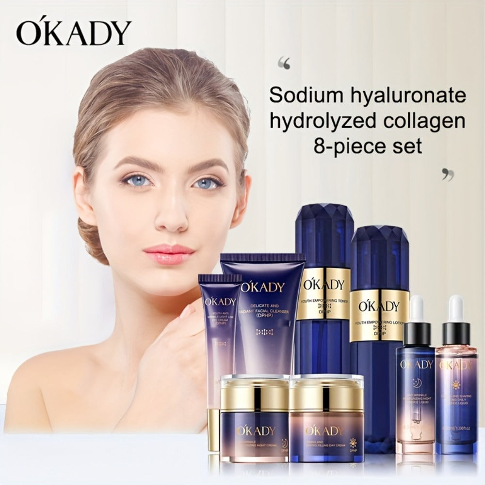 OKDAY Hydrolyzed Collagen, Sodium Hyaluronate, Makes Skin Feel Smooth, Looks Younger, Firmer, Enhances Skin Elasticity, Skin Care Kits, High-End Skin Care Products, Gifts for Women, Thanksgiving Gifts, Suitable for Gifts - Christmas/ New Year/Gifts