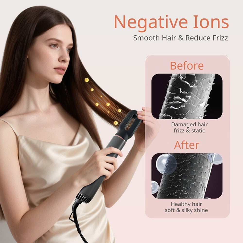 Professional Multi-Functional Hot Air Brush, Negative Ion Tech For Frizz-Free Hot Air, Hair Dryer Brush And Styler, Air Styling Brush Combines, Curling Iron, Massage Straightening Brush, Multiple Temperature & Wind Speed Settings