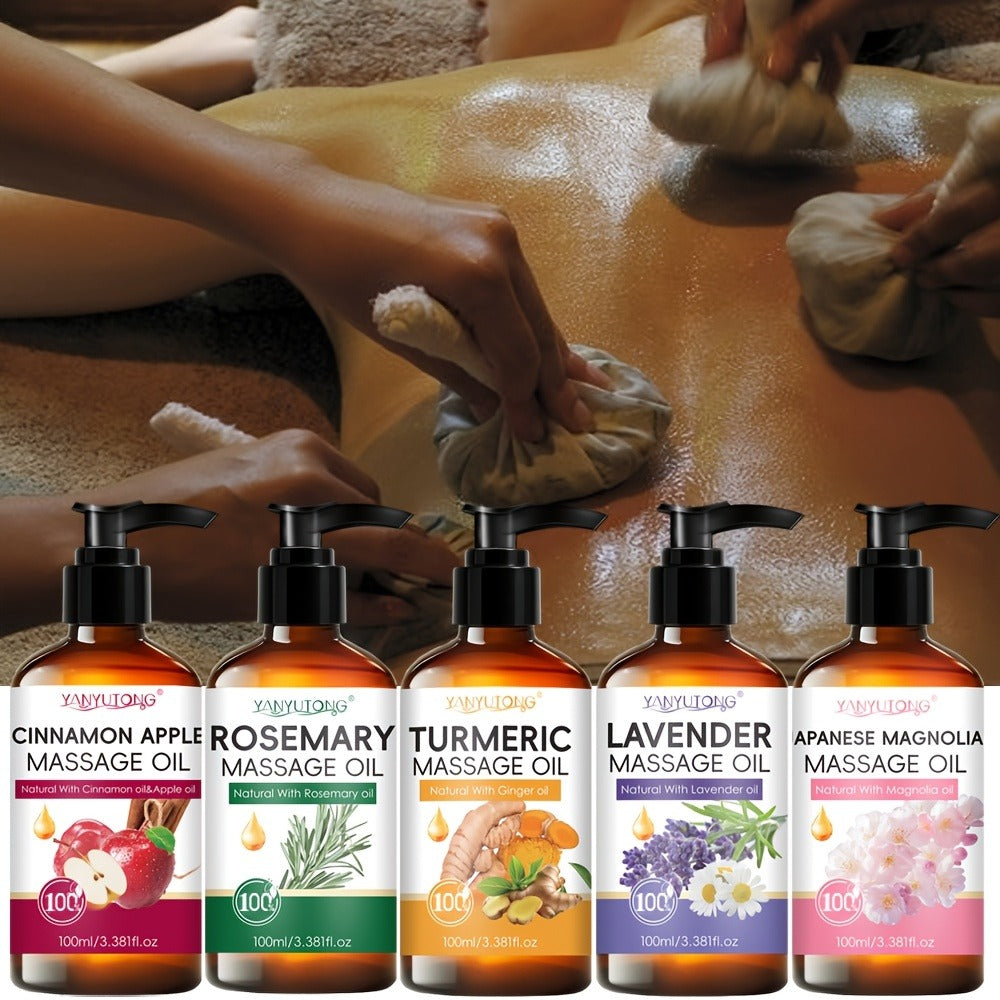 Natural Moisturizing Massage Oil 3.38oz - Nourishing Body Oil with Turmeric, Rosemary, Lavender & Cherry Blossom, Glycerin Formula for All Skin Types, Gentle Non-Irritating Skincare Gift