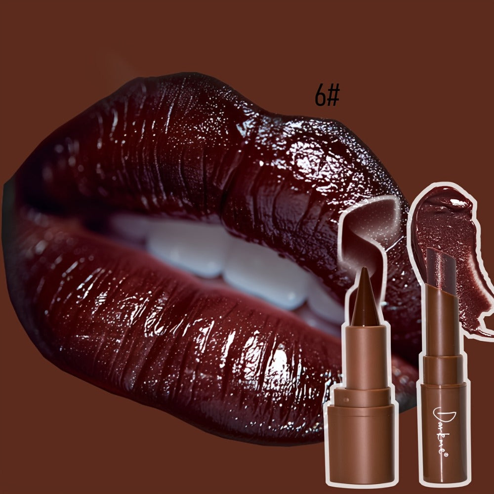 Dark Lip Liner Pen + Metallic Solid Lipstick Set | Creates A Three-dimensional Lip Shape, One Application Gives A Full And Shiny Effect, Long-lasting Color Retention Without Smudging, Ideal Gift For Any Occasion