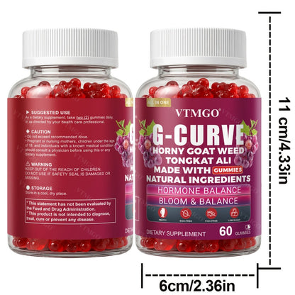 Maca & Saw Palmetto Women's Curve Gummies — Natural Body Enhancement with Tribulus Terrestris & L-Arginine | Rounder & Volumized Figure Support | Grape Flavor | 60 Count