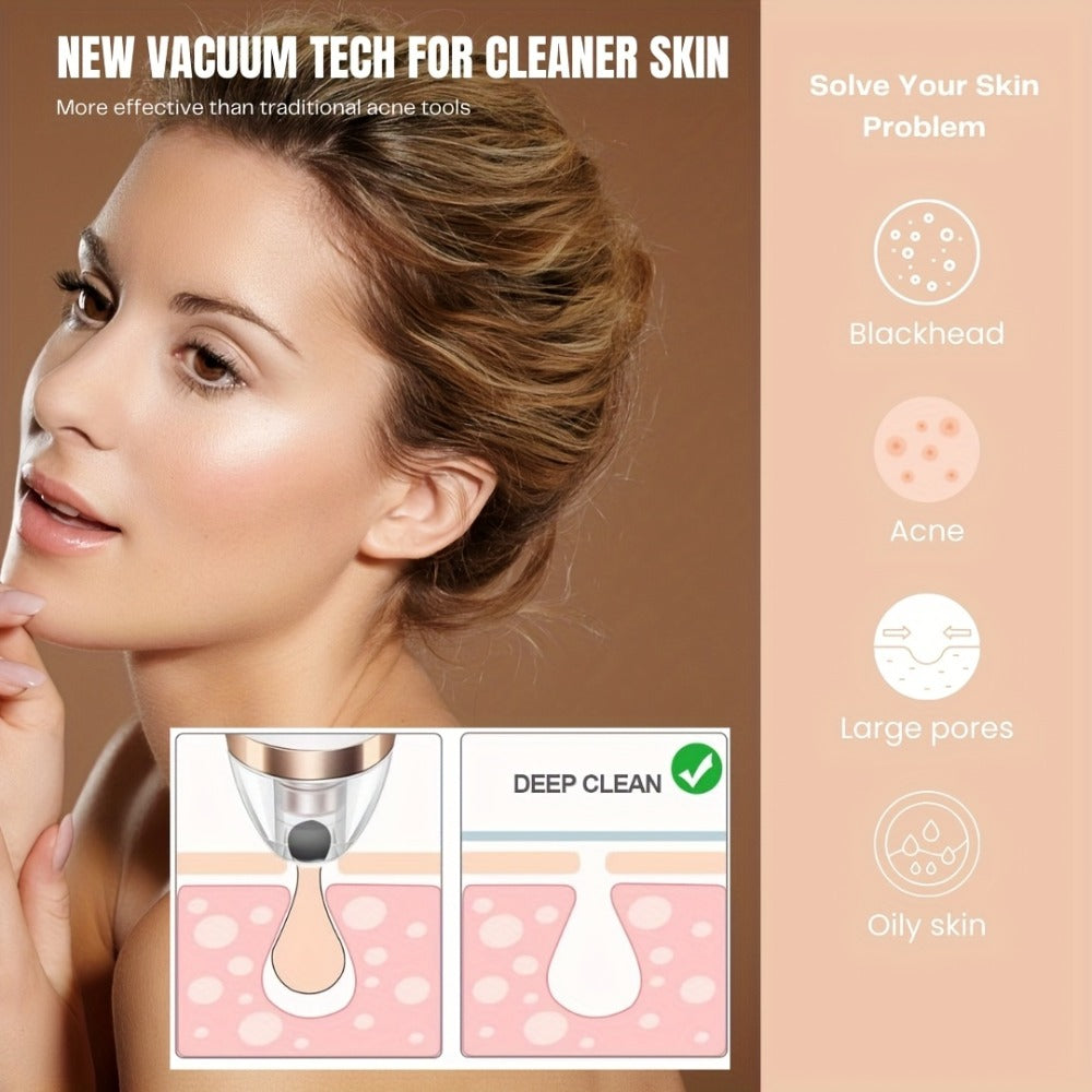 Blackhead Remover Vacuum, Pore Cleaner with 5 Adjustable Suction Power Levels and 4 Different Probes, Rechargeable and Portable, Ideal Gift for Men and Women