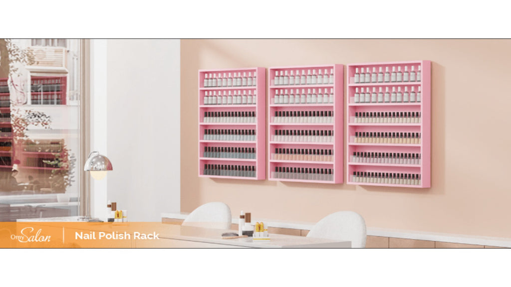 6 Layers/ 10 Layers Nail Polish Rack, Wall Mount Nail Polish Organizer W/ Acrylic Baffle, Salon Display Rack for Home Spa And Nail Studio, Pink/ White/ Black