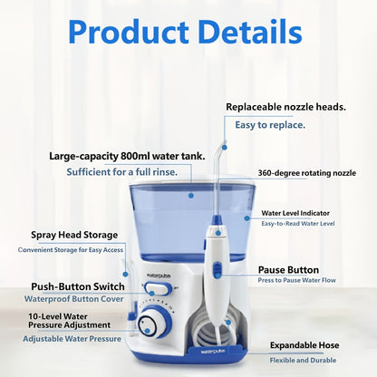 Water Flosser Electric Dental Cleaner Oral Irrigator - Portable Cordless Teeth Cleaner Water Dental Floss for Home Use Braces Bridges Gum Care Blue Purple