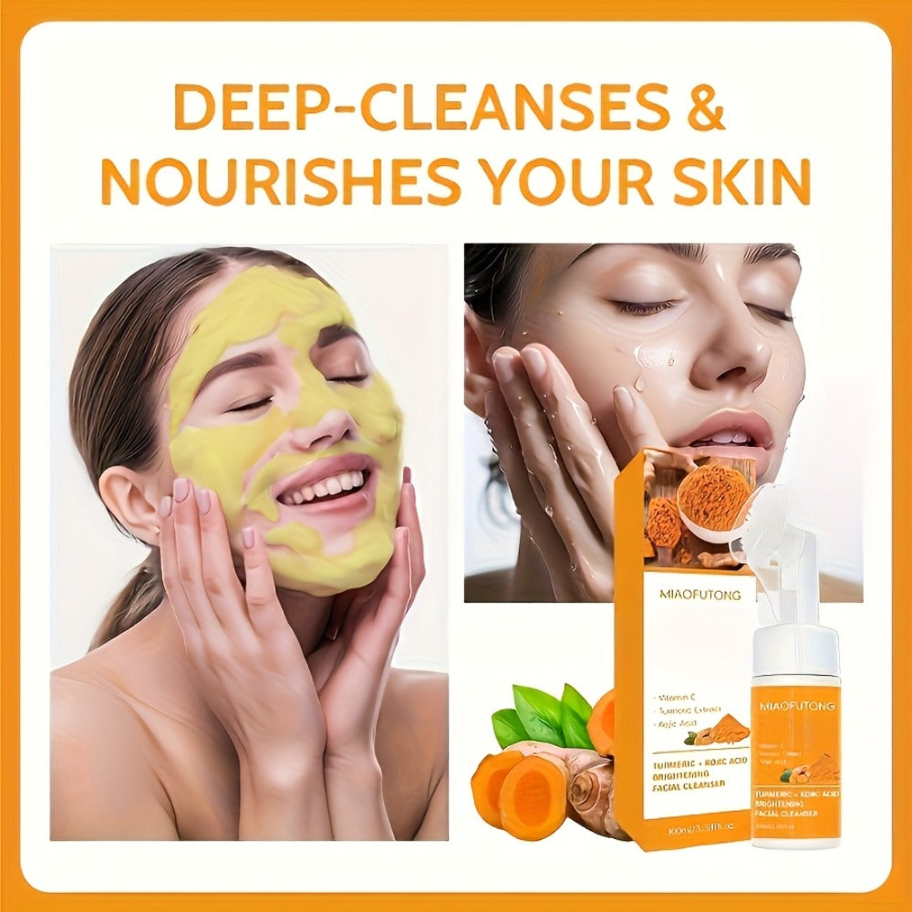 Turmeric Bath & Skin Care Set 3-Piece — Mousse, Soap & Oil for Hair, Face & Body — Gentle Moisturizing Travel-Friendly Cleanser Gift for All Skin Types