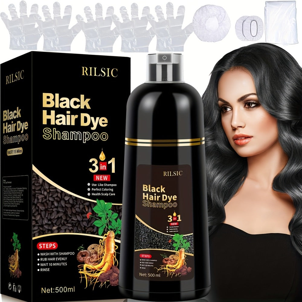 16.91oz Herbal Natural Hair Dye Shampoo for Grey Hair, 3 in 1 Instant Hair Color Shampoo, Care Shampoo, Color Your Hair in Minutes, Fluffy And Smooth Summer Formula for Both Men And Women