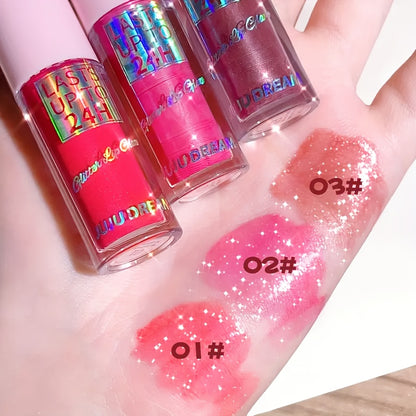 Lip Gloss & Lip Stain Set — Waterproof 24H Long-Lasting, Glitter Shine, Moisturizing Lip Oil, Berry Coral Pink Red Shades, High-Impact Color for Festivals & Everyday Glam