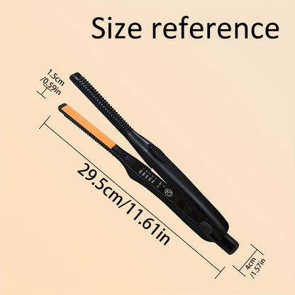 Mini Hair Straightener 2-in-1 Flat Iron Curler - Ultra Thin Portable Wet Dry Straightening Curling Iron for Short Hair, Beard & Travel Styling