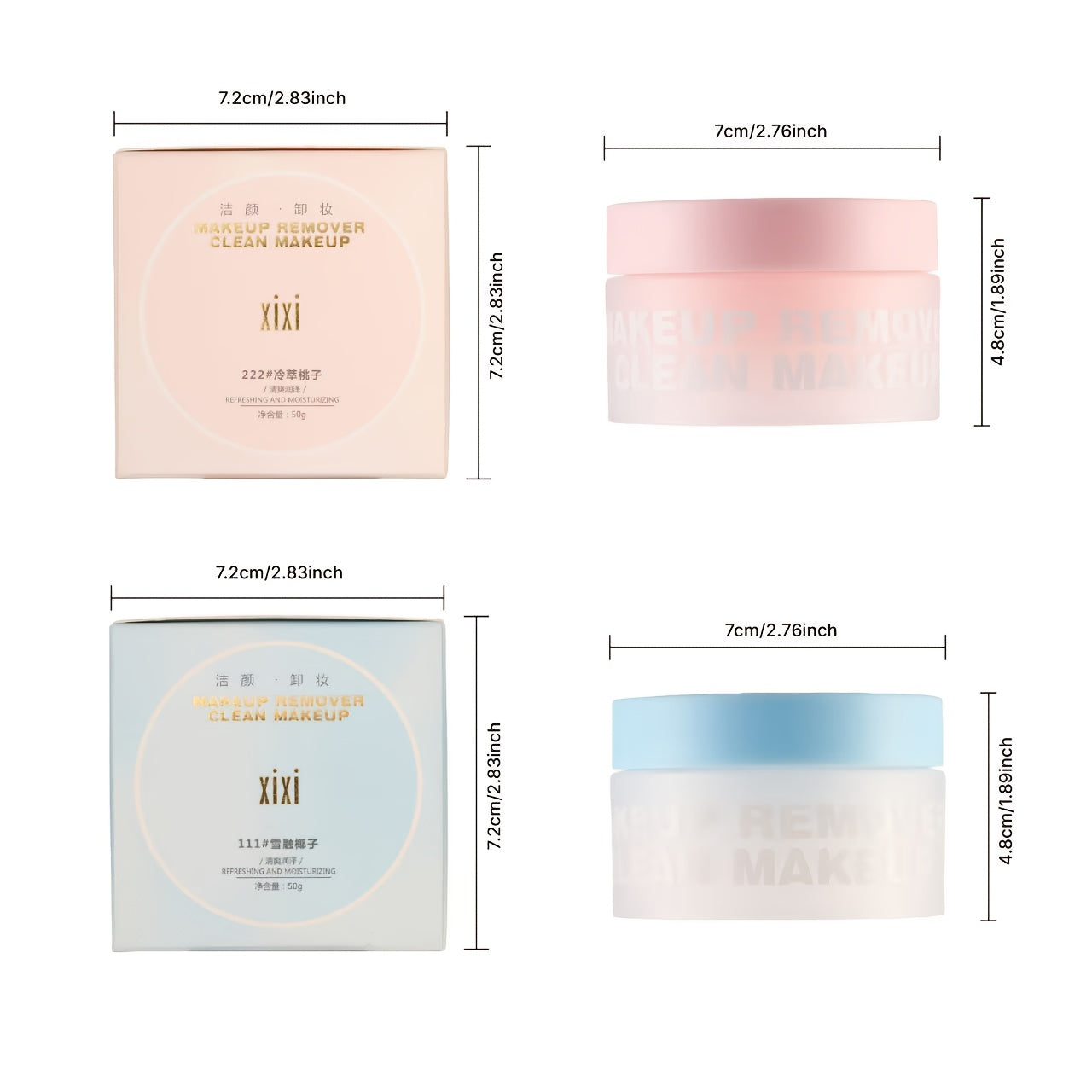 Xixi Makeup Remover Balm - Gentle Hydrating Cleansing Balm with Cold-brewed Peach, Fast-Melting No Residue Formula, Pastel Blue & Pink, for Sensitive/Neutral Light Beige - Spa-like Makeup Removal at Home