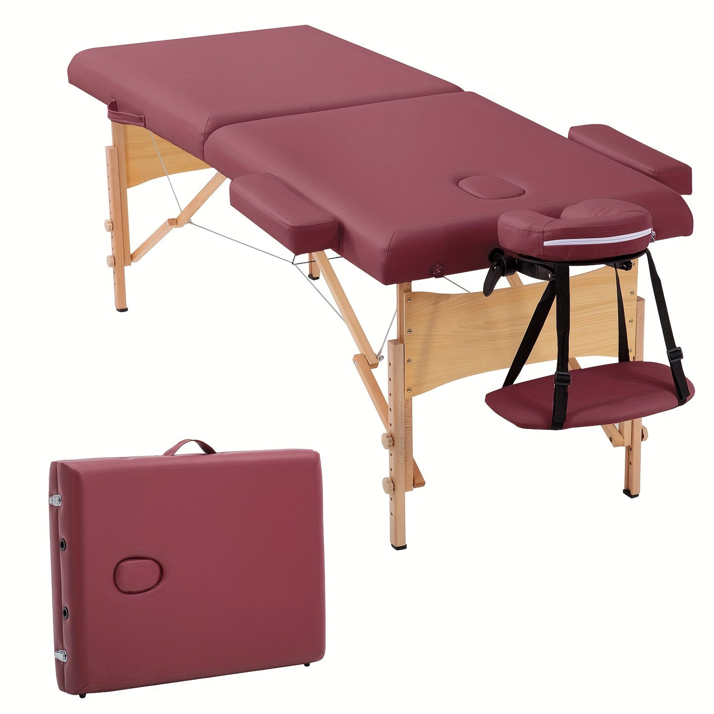 Massage Table Portable Foldable - 2 Fold Massage Bed with Carrying Bag, Adjustable Height Lash Bed Spa Tattoo Face Cradle Table for Professional & Home Use, Multiple Colors & Sizes