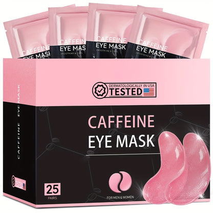 Eye Patches for Dark Circles & Puffiness - Caffeine Collagen Under Eye Mask, Anti-Wrinkle Gold Eye Bags Treatment Skin Care, 25 Pairs