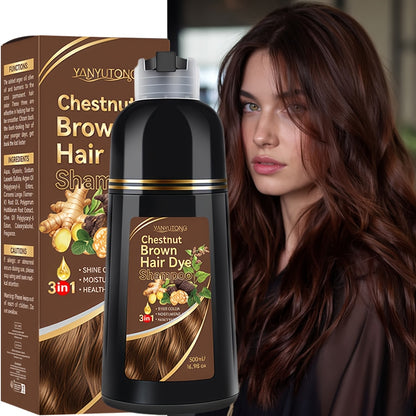Hair Dye Shampoo Natural Plant Pigments Gray Coverage Moisturizing Glycerin Formula 500ml Black Brown Chestnut Red Safe for Hair Men Women