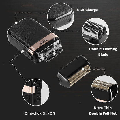 Professional Grooming Set for Men 3pcs USB Rechargeable Electric Hair Clipper Razor Beard Trimmer High-Precision Cordless Close Shave Home Salon Gift for Dad