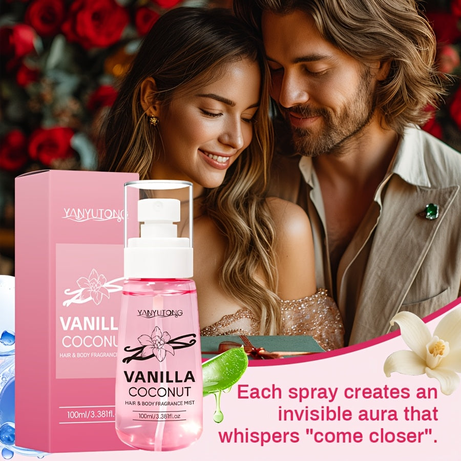 Women's Coconut Vanilla Fragrance Mist | Light & Long-Lasting ScentInfused with Vitamin E & Argan Oil, Moisturizing for Hair & Body | Perfect for Dates, Vacations, Parties, Work & Travel | All-Day Fragrance | Ideal Gift for Girlfriend & Mother
