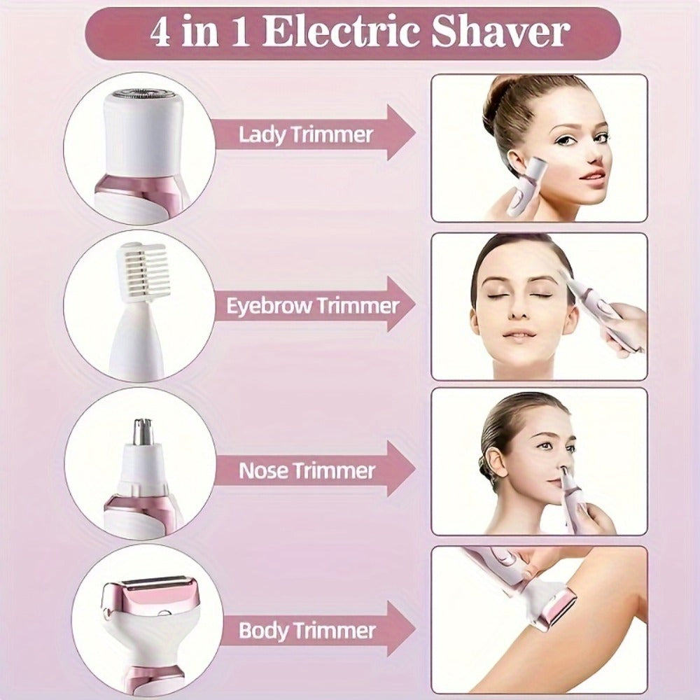 Electric Hair Remover Set for Women USB Rechargeable Multifunctional Facial Hair Removal Tool for Eyebrows Nose Face Legs Portable Painless Lady Trimmer Gift Set Pink Purple