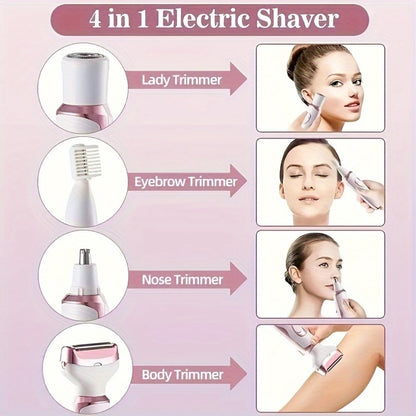 Electric Hair Remover Set for Women USB Rechargeable Multifunctional Facial Hair Removal Tool for Eyebrows Nose Face Legs Portable Painless Lady Trimmer Gift Set Pink Purple