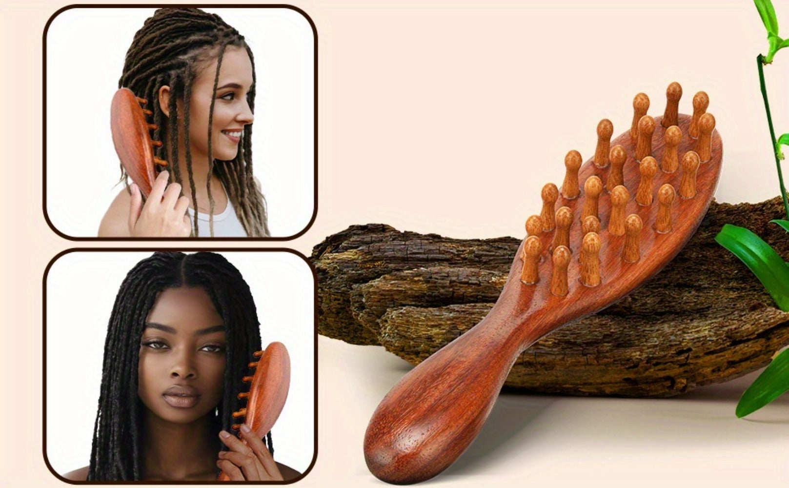 Goiple Wooden Loc Comb&Comfortable Scraping Massage Tools Ergonomic Wide Tooth Comb for Dreads, Detangling & Massage Hair Styling Tool for Curly Hair, Locs, Twists And Braids, Styling Tool for Men, Women, Suitable for All Hairstyles, Braid Hair Brush