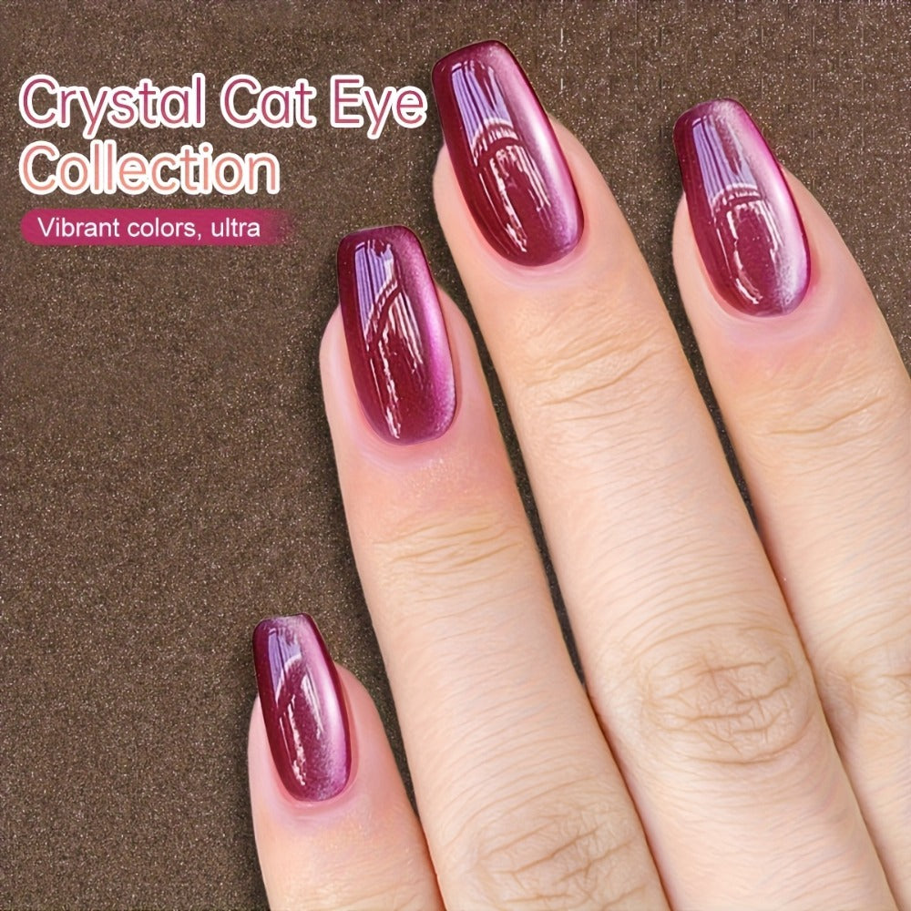 Cat Eye Gel Nail Polish 6 Colors Magnetic Holographic Reflective Rock Candy Soak Off LED UV Nail Art Set - Salon DIY Manicure Gift for Women