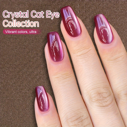 Cat Eye Gel Nail Polish 6 Colors Magnetic Holographic Reflective Rock Candy Soak Off LED UV Nail Art Set - Salon DIY Manicure Gift for Women