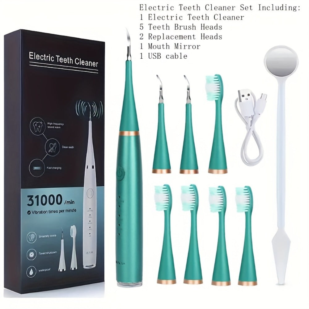 Electric Teeth Cleaner, USB Rechargeable Teeth Cleaning Tool Kit, 5 Cleaning Modes, Promote Gum Health, Suitable for Family And Friends Holiday Gifts