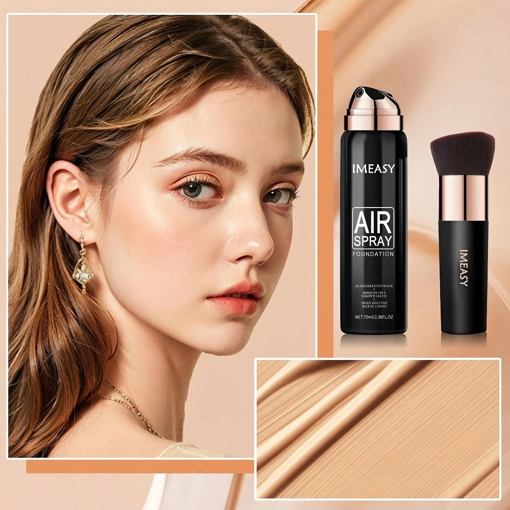 Air Spray Foundation with Brush 3 Shades Liquid Foundation Natural Concealer Light to Medium Buildable Coverage Smooth Texture for All Skin Types