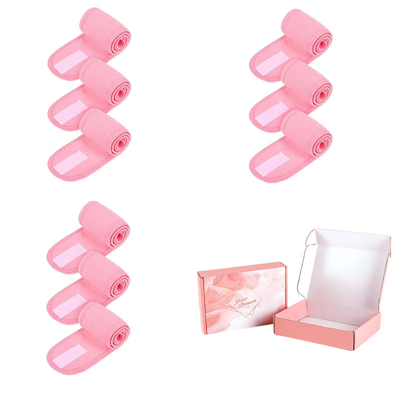 9pcs 2025 Women'S Spa Facial Headband Set Color Solid Color Adjustable Face Wash Headband Flannel Skincare Headband Makeup Headband for Face Wash, Shower, Yoga